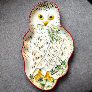 Sold Out! ANTHROPOLOGIE Nathalie Lete "Snowy Owl" 14x8" Ceramic Platter